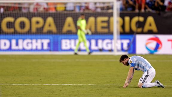 Messi, tras fallar el penalti. 