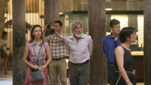 Calista Flockhart y Harrison Ford, durante su visita a la Alhambra.