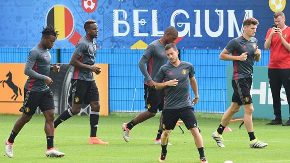 La selección belga, en un entrenamiento. 