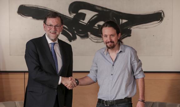 Mariano Rajoy y Pablo Iglesias, hoy en el Congreso.