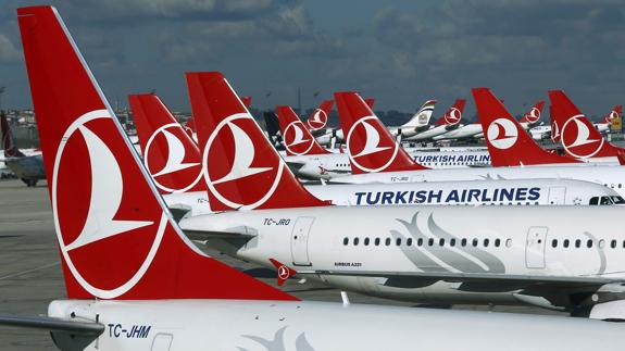 Aviones de Turkish Airlines. 