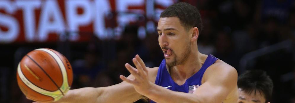 Klay Thompson, durante uno de los amistosos de Estados Unidos. 