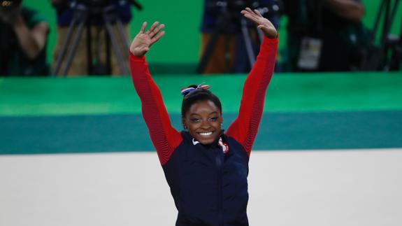 Simone Biles tras una competición. 