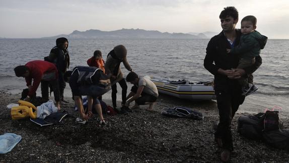 Refugiados sirios en las costas de Grecia.