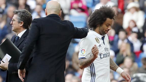 Marcelo se retiró lesionado en el partido ante el Málaga. 