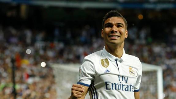 Casemiro, tras marcar un gol. 