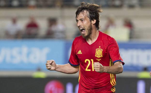 Silva celebra su gol a Colombia. 