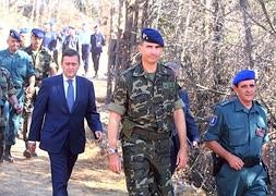 El príncipe de Asturias presencia una demostración de la Gendarmería Europea en Logroño