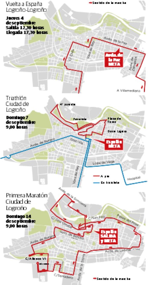 Cambios en el tráfico y transporte urbano por las tres pruebas deportivas de septiembre