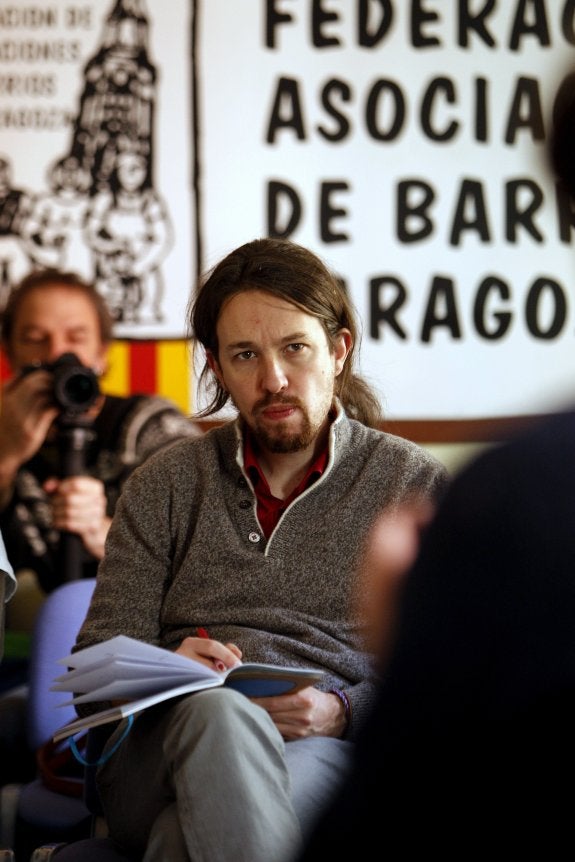 Pablo Iglesias, durante un acto en Zaragoza. 