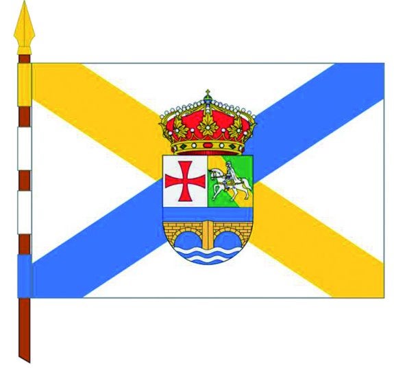 Arriba, el escudo antiguo (izquierda) y el nuevo (derecha)  y abajo, bandera de Villamediana. :: ayto. de villamediana