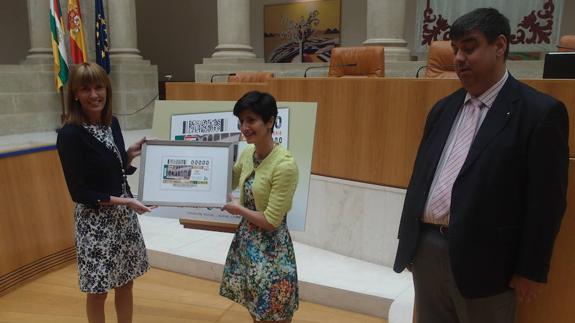 Presentación del cupón dedicado al Parlamento de La Rioja