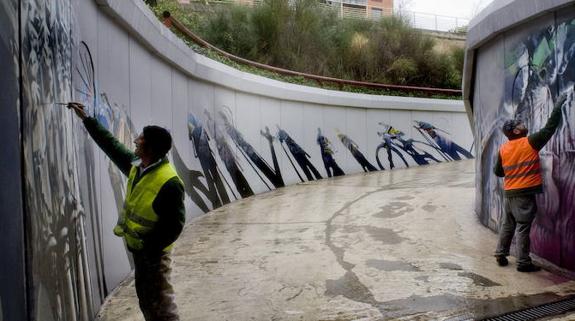 Túnel que enlaza el Arco y La Grajera donde se han producido accidentes entre bicicletas y peatones. 