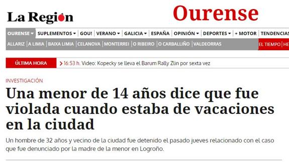 La noticia, en La Región de Orense