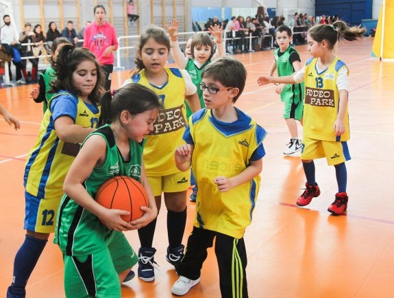 Un partido de minibasket disputado en el Pabellón San Millán. 
