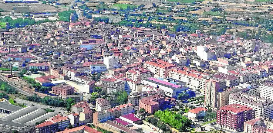 Vista aérea del casco urbano de Calahorra. 