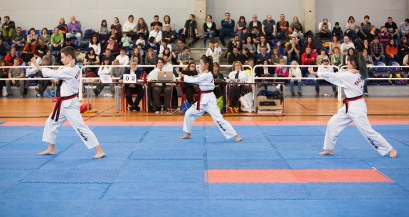 Un grupo de taekwondistas, en una jornada anterior de pumse. :: Fernando Díaz