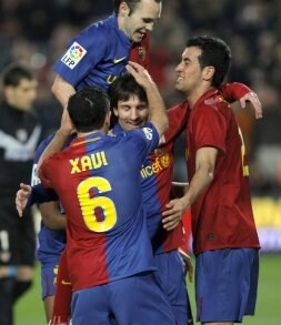 Lionel Messi celebra su gol ante el Athletic de Bilbao. /EFE