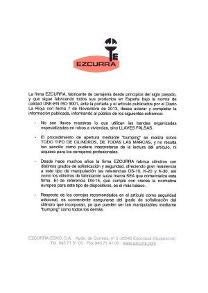 Ezcurra afirma que el robo por 'bumping' afecta a todas las marcas de cerraduras
