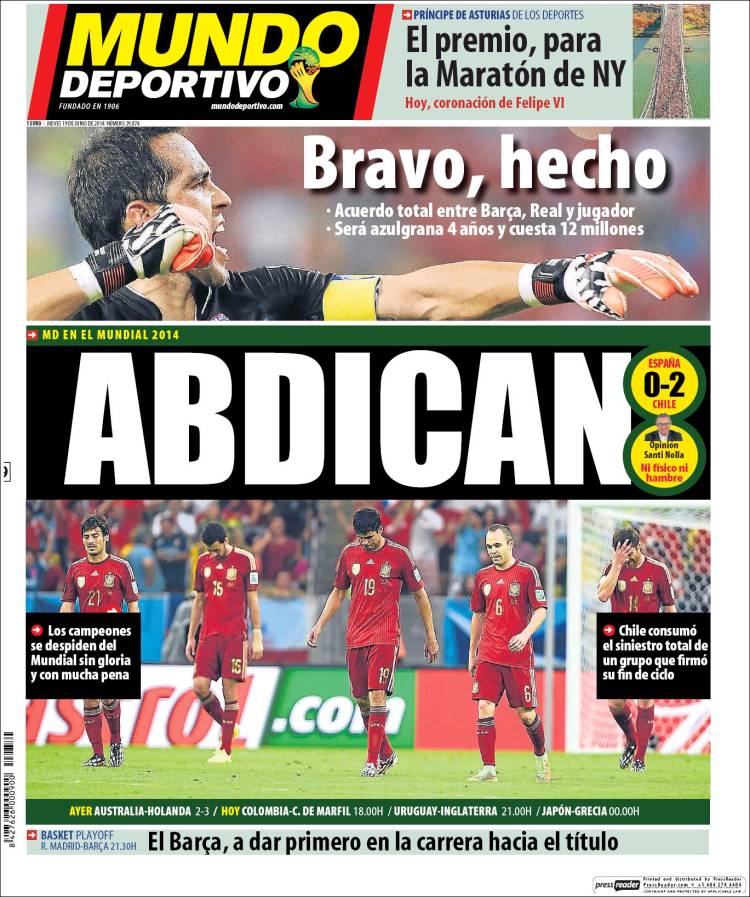 La Prensa española analiza el batacazo de la selección