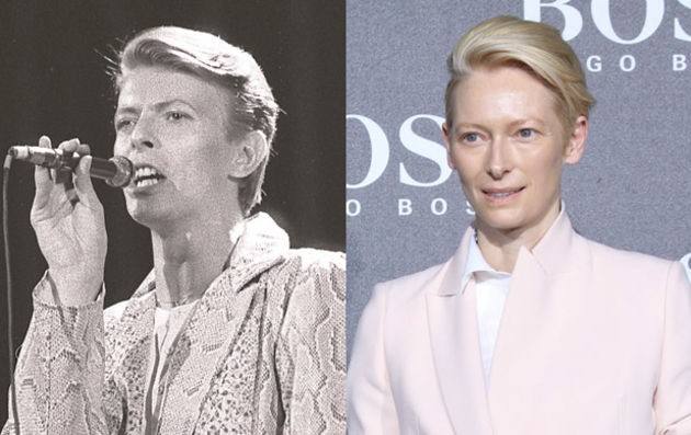 Tilda Swinton y el cantante David Bowie.