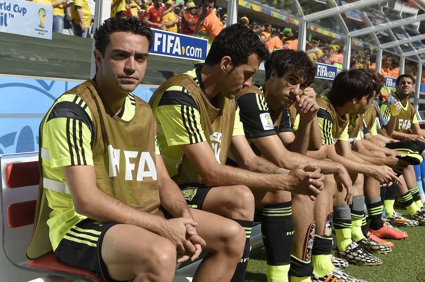 Xavi, durante su último partido con la selección