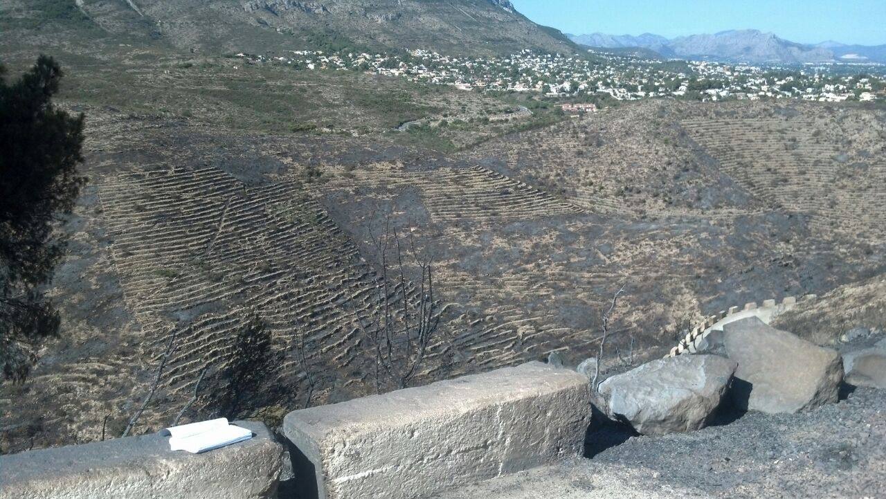 El rastro que ha dejado el incendio en el Montgó