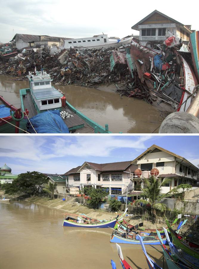 El río Aceh, cerca del suburbio de Peunayoung en Banda Aceh (Indonesia).