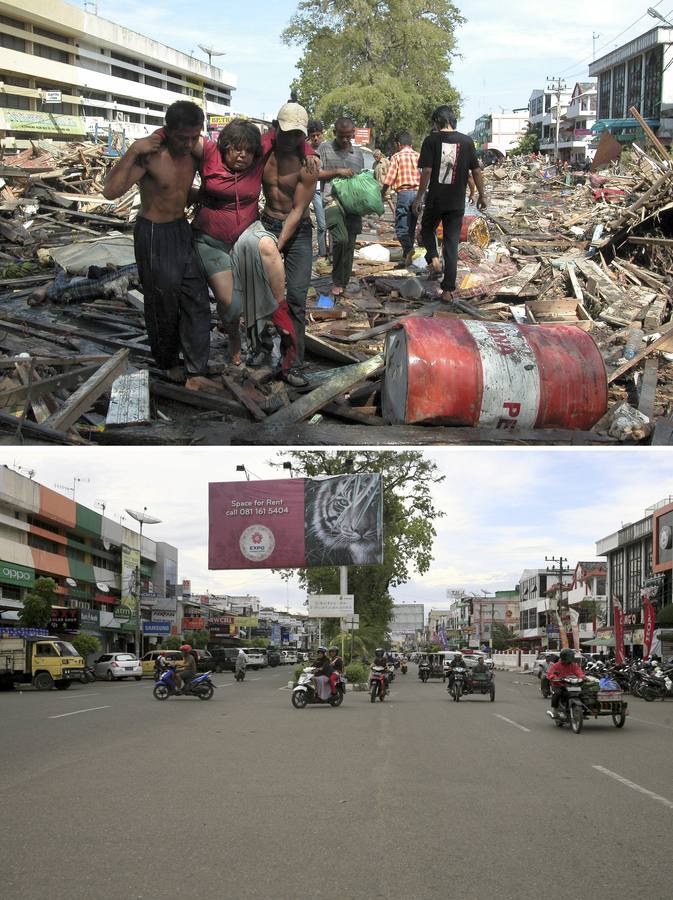 La calle Panglima Polem, cerca de Peunayoung, en Bandah Aceh.