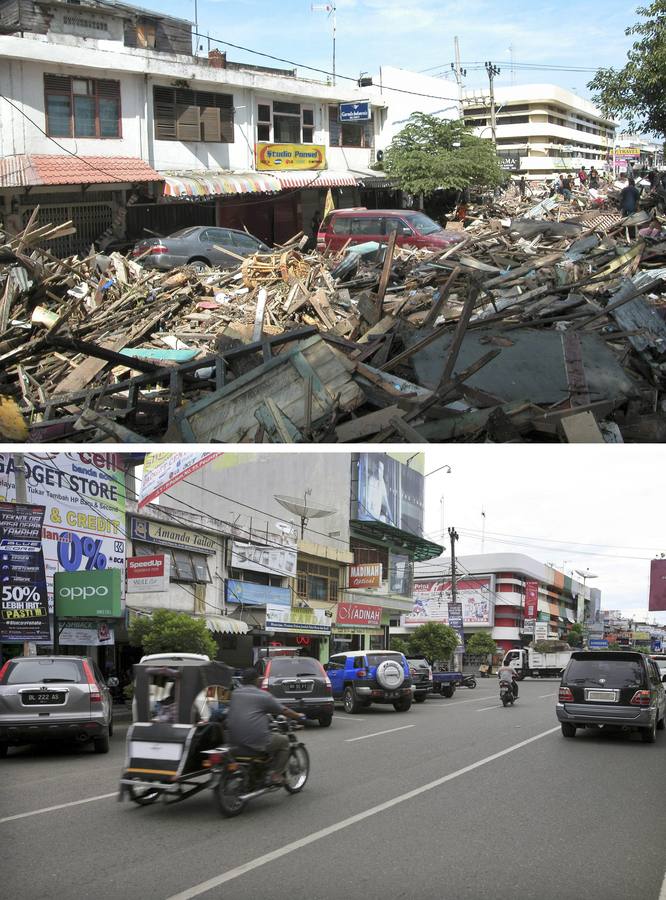 La calle Panglima Polem, cerca de Peunayoung, en Bandah Aceh.