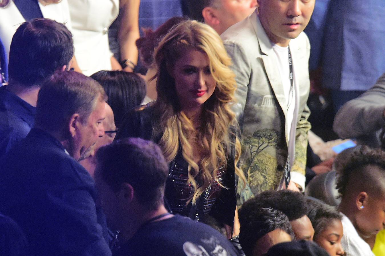 Paris Hilton tampoco quiso perderse el combate entre Mayweather y Pacquiao.