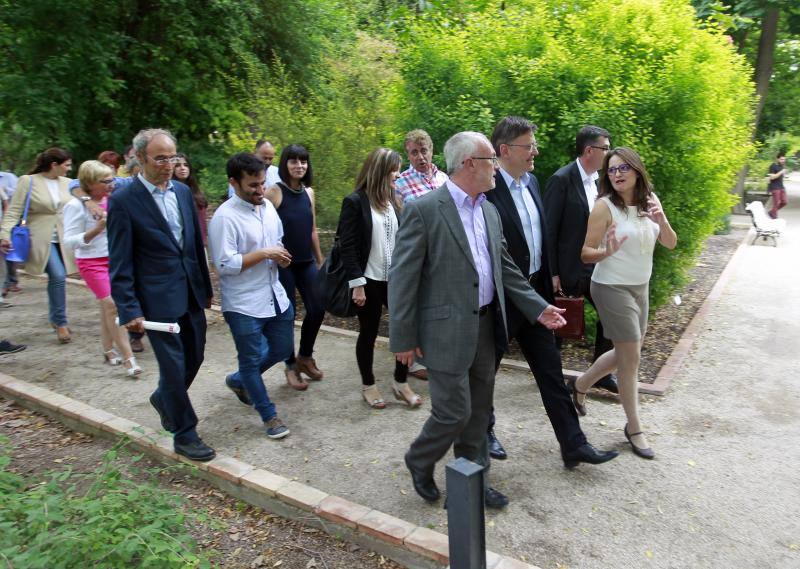 PSPV, Compromís y Podemos firman un acuerdo programático en el Botánico