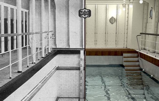 Piscina del Titanic original y de la réplica. 