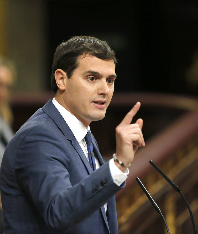 El líder de Ciudadanos, Albert Rivera, durante su intervención en el Congreso.