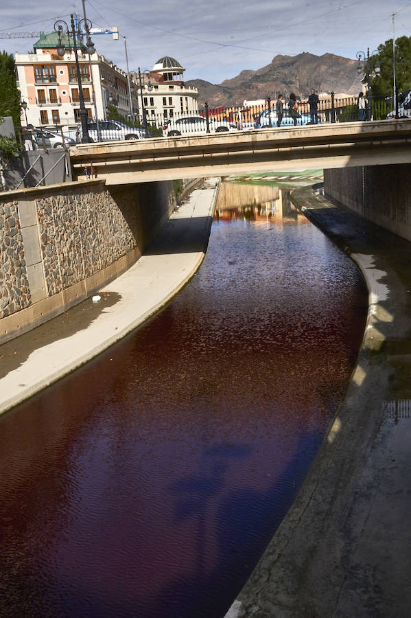 La CHS investiga un vertido de color rojo en el río Segura