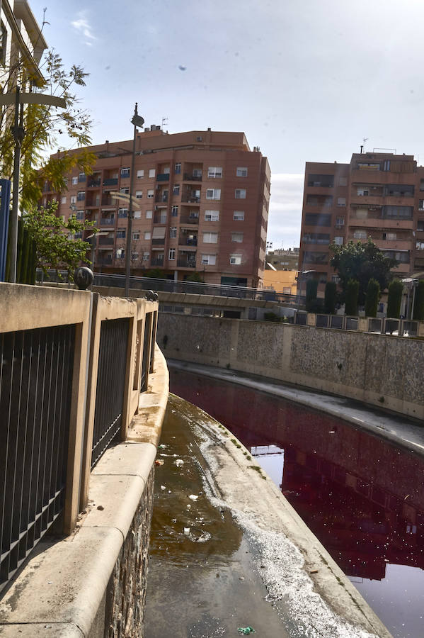 La CHS investiga un vertido de color rojo en el río Segura