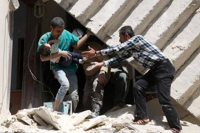 Bombardeo en Aleppo (Siria).