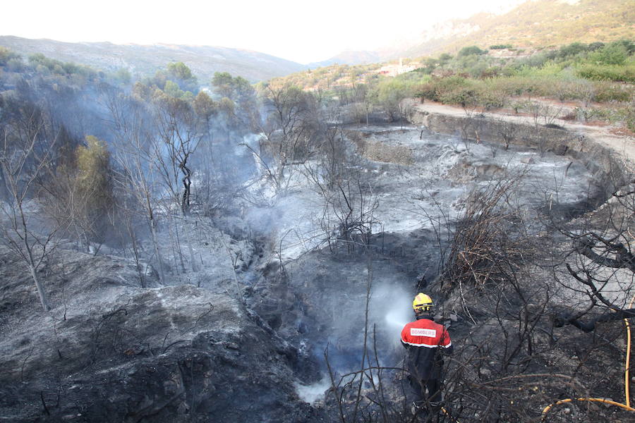 Incendio forestal en la Vall de Gallinera