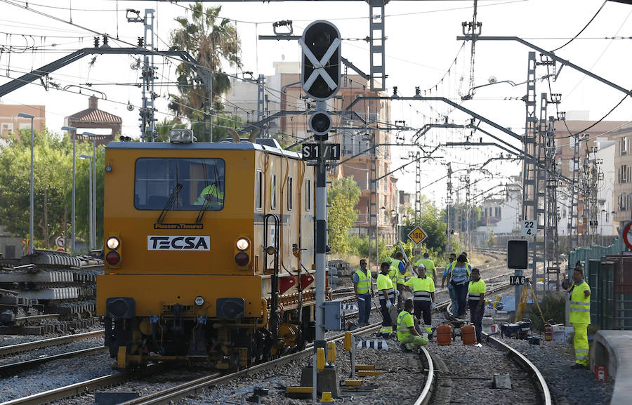 Fotos de las obras del Corredor Mediterráneo en Puçol