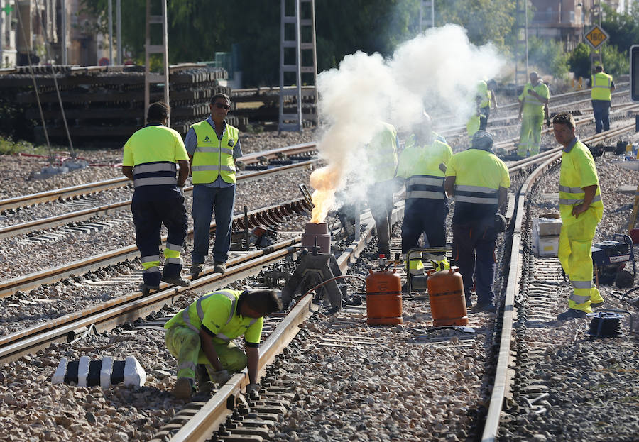 Fotos de las obras del Corredor Mediterráneo en Puçol