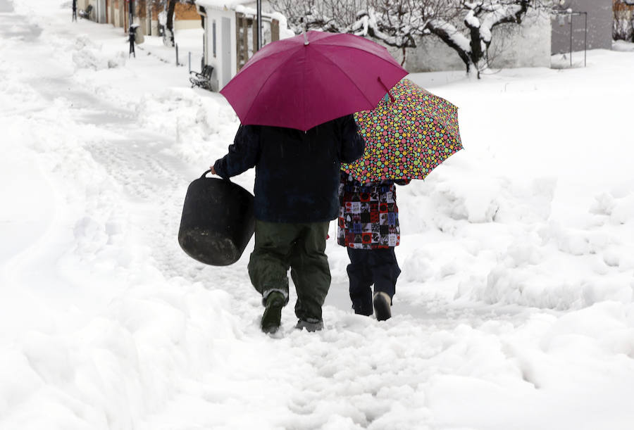 Intensas nevadas en los pueblos del interior