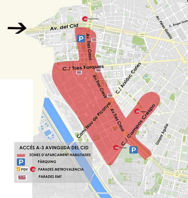 Mapas de dónde aparcar en Valencia durante las Fallas 2017