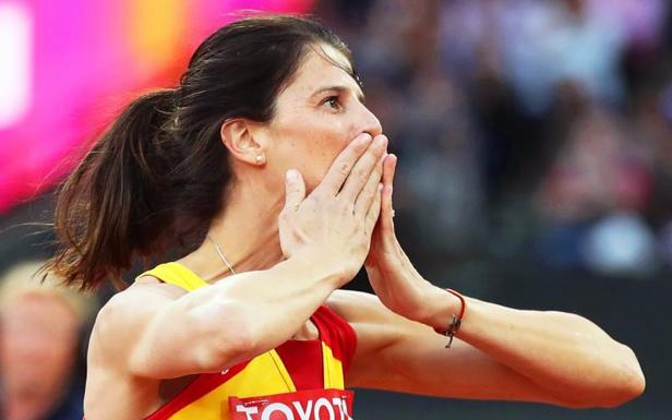 Ruth Beitia se despide de los Mundiales de Londres. 