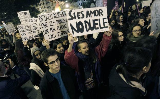 Imagen de una manifestación contra la violencia de género en la Comunitat Valenciana.