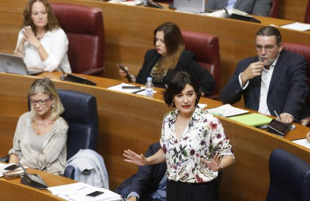 La consellera de Sanidad, Carmen Montón, en Les Corts. 