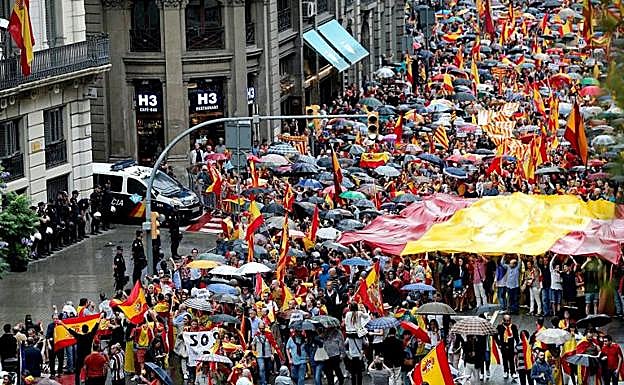 Manifestación en Barcelona contra la independencia el pasado 30 de septiembre.