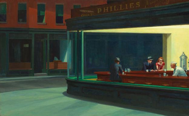 La famosa obra del pintor Edward Hopper, 'Nighthawks' (1942).