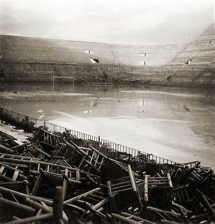 Estadio de Mestalla tras la riada.