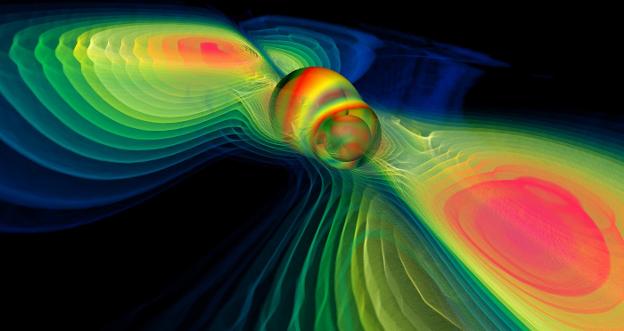 Representación de las ondas gravitacionales. 