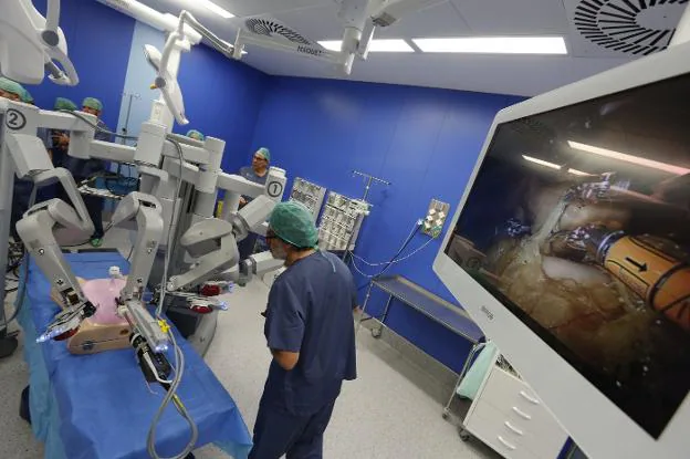 Simulación del trabajo quirúrgico que puede realizar el nuevo robot del General. 